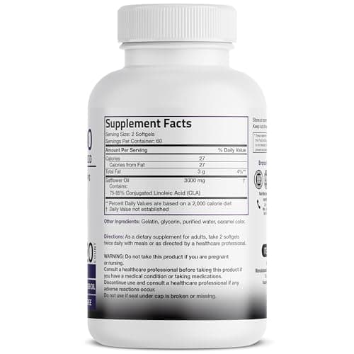 Bronson CLA 3000 Extra High Potency Supports Healthy Weight Management Lean Muscle Mass Non-Stimulating Conjugated Linoleic Acid 120 Softgels