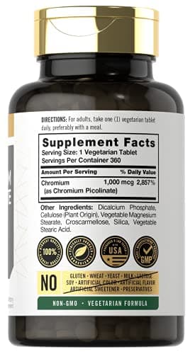 Carlyle Ultra Chromium Picolinate Supplement | 1000mcg | 360 Tablets | Vegetarian, Non-GMO, Gluten Free Formula