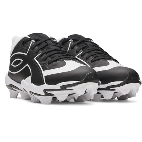 Under Armour Boys' Leadof Icon Low RM JR Baseball Cleats, (001) Black/Black/White, 1, US