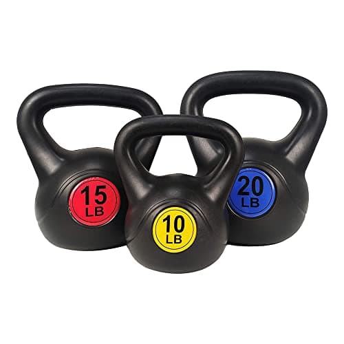 Signature Fitness Wide Grip Kettlebell Exercise Fitness Weight Set, Includes 10 lbs, 15 lbs, 20 lbs