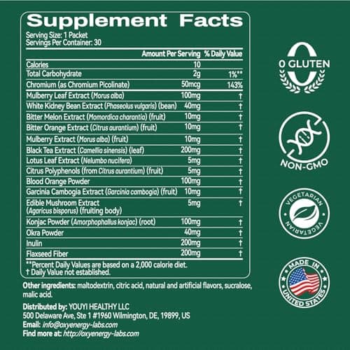 OxyEnergy LIPO Slash 16-in-1 Natural Weight Loss Supplement for Women and Men, Supports Gut Health, GLP-1 Activate & Weight Management, Vegan, Gluten-Free, Non-GMO, 30 Packets, Orange Flavor