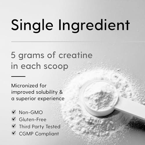 HEARTHY FOODS Creatine Monohydrate Micronized Powder 500G - 100 Servings, 5000mg Per Serving (5g) - for Men & Women Muscle Growth & Recovery - UNFLAVORED