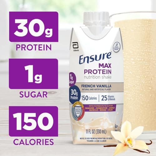 Ensure Max Protein Nutrition Shakes, Variety Pack, With 30g of Protein, 1g of Sugar, Nutrients to Support Immune System Health, High Protein Shake, 11 fl oz, Pack of 8, Liquid