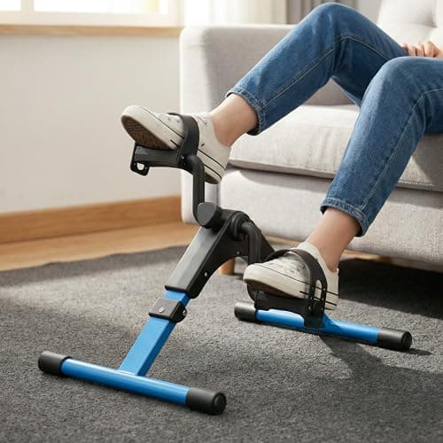 Pedal Exerciser Leg and Arm Exercise Bike with LCD Monitor Foldable (Black/Blue)