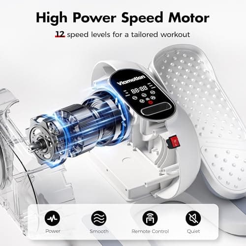 Under Desk Elliptical Machine, Leg Exerciser as Seen on TV While Sitting for Senior with Remote Control, Portable & Quiet Pedal Exerciser with 12 Adjustable Speed, White