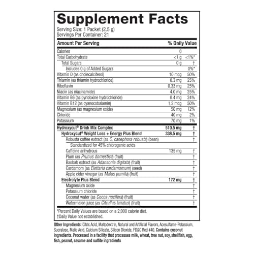 Hydroxycut Drink Mix - Advanced Result - Metabolism & Energy Support - C. Canephora Robusta Extract, 135 mg Caffeine & B Vitamins - for Men & Women - Wildberry Blast - 21 Stick Packs
