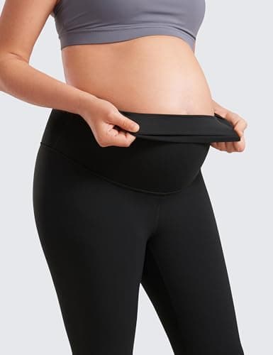 CRZ YOGA Butterluxe Maternity Leggings 25" - Over The Belly Buttery Soft Workout Activewear Yoga Womens Pregnancy Pants Black Medium
