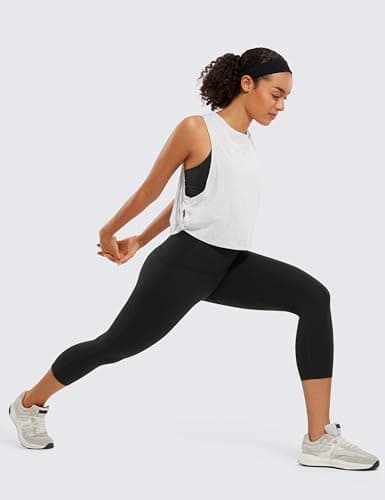CRZ YOGA Womens Butterluxe Workout Capri Leggings with Pockets 21 Inches - High Waisted Gym Athletic Crop Yoga Black Medium