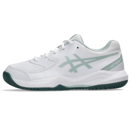 ASICS Kid's Gel-Dedicate 8 Grade School Tennis Shoes, 6, White/Cold Moss