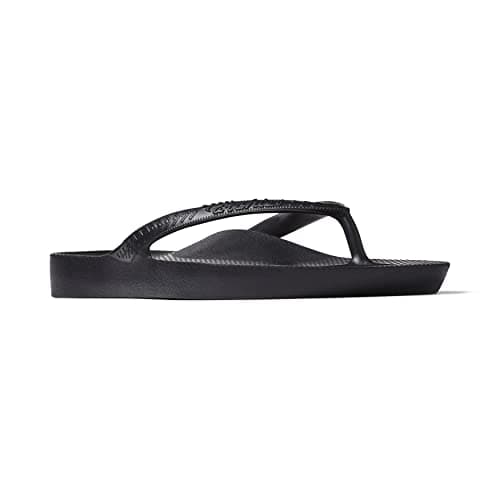 Archies Arch Support Flip Flops for Men & Women, Black, US Men's 7