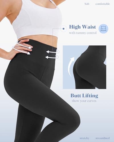 4 Pack Leggings for Women - High Waisted Tummy Control Soft No See-Through Black Yoga Pants for Athletic Workout