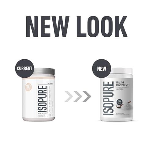Isopure 100% Pure Creatine Monohydrate Powder, Sugar Free, Unflavored, 5g Creatine Monohydrate Per Serving, 1.1 Lbs, 100 Servings (Packaging May Vary)