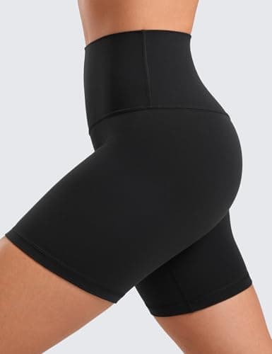 CRZ YOGA ButterLuxe Biker Shorts 6" - High Waisted Workout Running Volleyball Spandex Yoga Womens Black Medium
