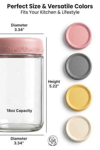 GLATABAM 16 OZ 4Pack, Overnight Oats Jars with Lids, Glass Meal Prep Containers, Airtight Mason Jars for Breakfast, Yogurt Parfait, Salad & Smoothies, Leakproof and Reusable Food Storage Jars(4-2)