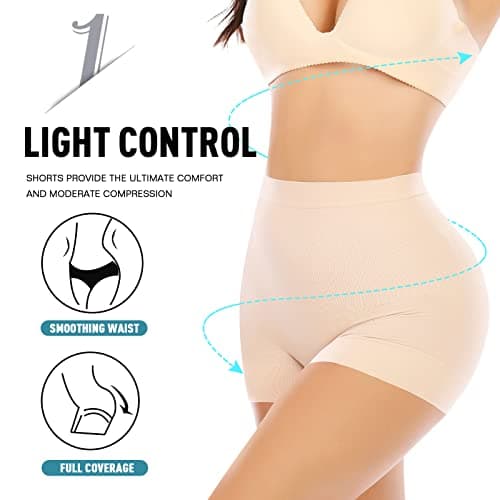 Werena Seamless Shaping Boyshorts Panties for Women Slip Shorts Under Dress Shapewear Shorts Tummy Control Underwear(A2# Beige (light Shaping), Medium)