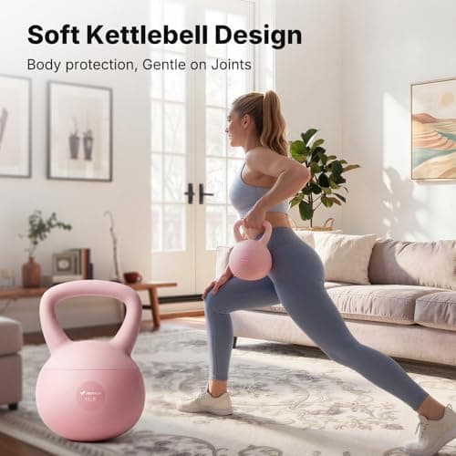 MERACH Soft Kettlebells, Strength Training Kettlebell with Wide Non-Slip Handle, Sea and Iron Sand Filled Kettle Bell with Soft-Sided Cushioned Base for Home Workouts, Ideal for Men, Women(Pink 15lbs)