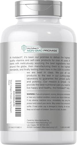 Horbäach Multi Collagen Protein 2000 mg | 180 Capsules | Hydrolyzed Collagen Type I, II, III, V, X | Keto & Paleo Friendly, Non-GMO, Gluten Free Supplement