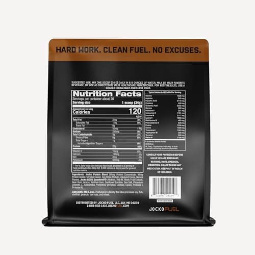 Jocko Fuel Whey Protein Powder, Chocolate Milkshake, 22g Protein, Digestive Enzymes + Probiotic Blend, No Sugar Added, with Essential Amino Acids + Electrolyte Minerals, 26 Servings