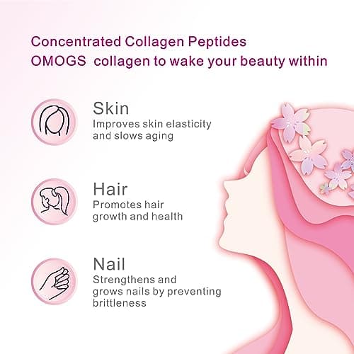 OMOGS Collagen Peptides Powder, with Prebiotics & Cranberry Extract -Hydrolyzed Collagen Peptides Support Hair, Skin, Nail, Bone & Digestive Health, Grass Fed, Non-GMO, for Women & Men