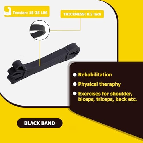 Pull Up Bands, Resistance Bands, Pull Up Assistance Band Exercise Bands for Men & Women Working Out, Body Stretching, Physical Therapy, Muscle Training - Black