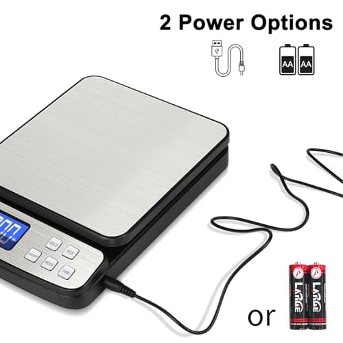 Fuzion Digital Shipping Postal Scale - 88lb x 0.1oz, Stainless Steel Platform, 5 Units, Hold/Tare/PCS Counting, Easy Calibration, Large LCD, Scale for Packages, All-in-1 Shipping Scale