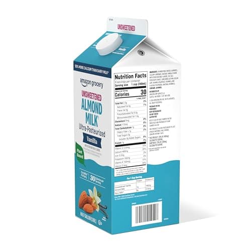 Amazon Grocery, Vanilla Unsweetened Almond Milk, 64 fl oz (Previously Amazon Fresh, Packaging May Vary)