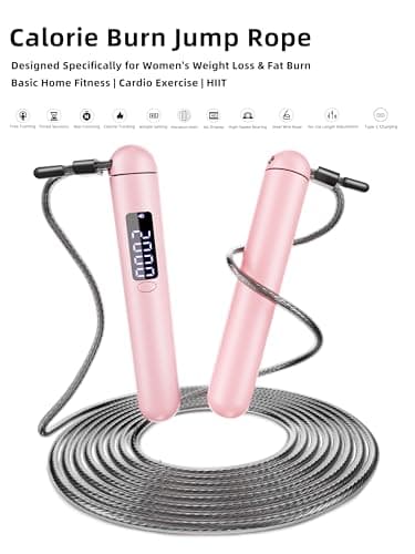 ACHDOFITS Smart Jump Rope for Women – Calorie Counter That Helps You Lose Weight | 4 Modes for Beginner to HIIT | Smooth Steel Wire, No Cutting, Type-C | Home & Cardio Workout