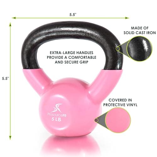 ProsourceFit Vinyl Coated Cast Iron Kettlebells for Full Body Fitness Workouts