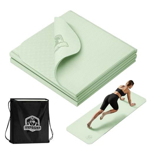 HAPBEAR Foldable Yoga Mat - 72"x24"x0.24" (6mm), Non-Slip TPE Exercise Mat for Home Workout, Yoga, Pilates,Stretching, & Travel, Durable & Eco-Friendly, Includes Carry Bag