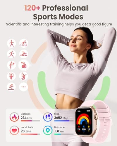 Smart Watch for Women Men Fitness: Smart Watch for iPhone&Android Bluetooth Call with SpO2 Sleep Heart Rate Monitor,IP68,Fitness Tracker with 120+Sport,Reloj Inteligente 30 Day+Battery Life, 2 Bands