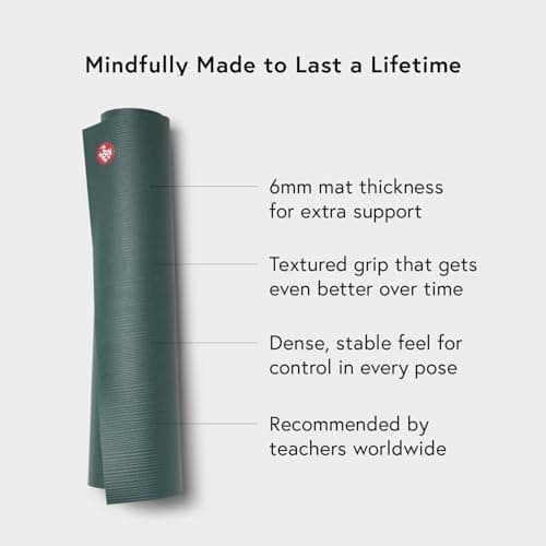 Manduka PRO Yoga Mat 71" - 6mm | Lifetime Durability | Hygienic Construction | Premium Studio Quality | Teacher Approved | 71 x 26 inches | Black Sage