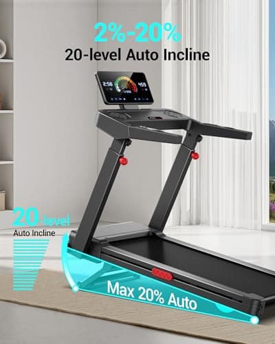 UMAY Treadmill with 20% Auto Incline, 3.5HP Quiet Brushless, 400LBS Weight Capacity, 16.2"×42.5" Running Area, 0.6–8.7MPH Speed, Folding Design for Home Gym