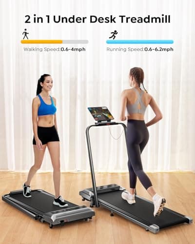 Acezoe Walking Pad Under Desk Treadmill with Incline, 2 in 1 Foldable Treadmills for Home Small Office, 300 lbs Capacity, Portable Compact Walking Treadmill with Remote Control, LED Display and Apps