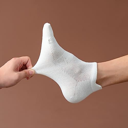 ACCFOD Womens White Ankle Socks Athletic Running Low Cut Socks With Tab for Women 6-9