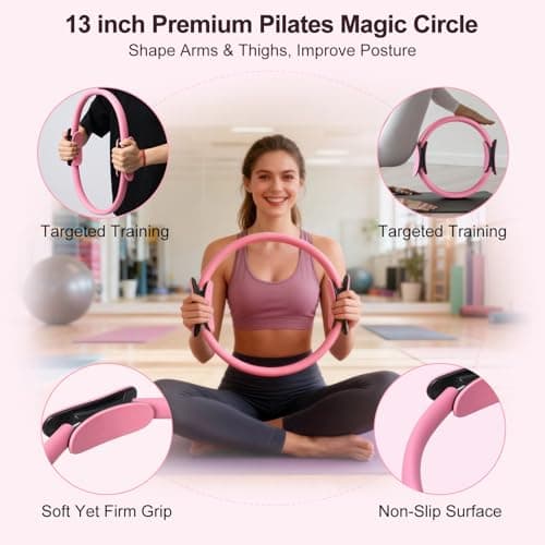TSPFUI Pilates Ring Kit for Women,Pilates Equipment with Pilates Ring and Ball, 5 Resistance Bands,Yoga Block,Workout Guide Included,Full-Body Pilates Workout Equipment Suitable for Beginners