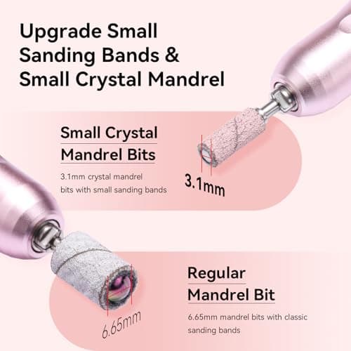 Makartt Nail Drill Bits Sanding Bands for Nail Drill, 100Pcs 4 Color Coarse Fine 80/120/180/240 Grit File Sand with 3.1mm Mini Mandrel Nail Bit Set for Acrylic Nails Gel Manicures and Pedicure