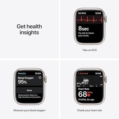 Apple Watch Series 7 (GPS, 41mm) Starlight Aluminum Case with Starlight Sport Band, Regular (Renewed)