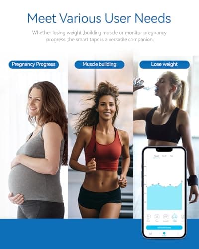 Tychesy Smart Body Tape Measure, Bluetooth Digital Body Measuring Tape with APP for Body Measurement Device, Clear LED Display, USB-C Rechargeable
