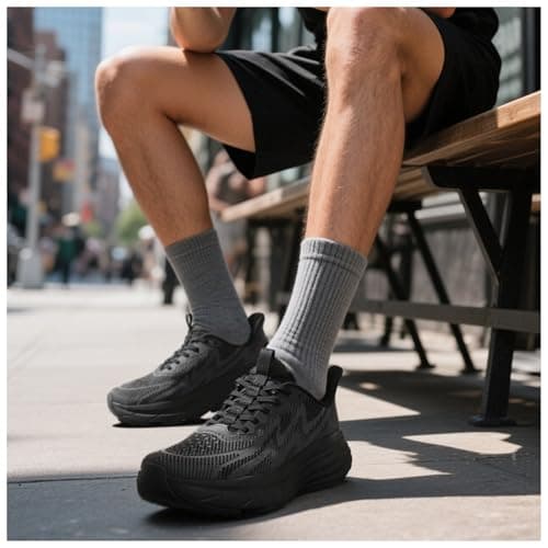 ALLSWIFIT Men's Slip On Walking Shoes Hands-Free Cushion Running Tennis ActiveSolid Non-Slip Comfortable Workout Gym Athletic Fashion Sneakers,Size 11,Black,AMUMRS2512
