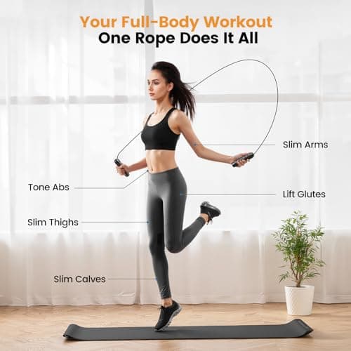 Jump Rope – Tangle-Free High-Speed Skipping Rope with Ball Bearings for Men, Women & Kids, Adjustable Steel Wire Rope with Ergonomic Foam Handles, Exercise Equipment for Home Gym, Fitness & Slim Body