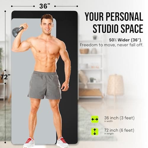 Gogokiwi Extra Wide Yoga Mat for Men Women (72"L x 36"W x 1/4" Thick) Non Slip Fitness & Exercise Mat with Alignment Marks for Yoga, Pilates, Floor Workouts