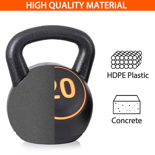 F2C Kettlebell Sets 4 Piece Strength Training KettleBells Weight Set 5lb, 10lb, 15lb, 20lb HDPE Coated Concrete Kettle bell Core Training or Women & Men for Full Body Workout & Exercise Fitness
