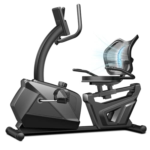 CURSOR FITNESS Recumbent Exercise Bike, Quiet Recumbent Stationary Bike for Adults & Seniors, Magnetic Stationary Bike with 16-Level Resistance, Supports 350LB, Heart Rate Handle & LCD Display