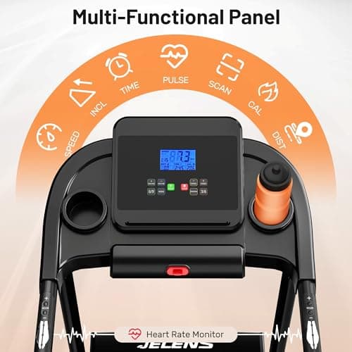 JELENS Treadmill for Home with 0-15% Auto Incline, Foldable Walking Pad Treadmill with 330LBS Weight Capacity and Pulse Sensors, 3.0HP Quiet Walking Pad with App and LCD Display (Black)
