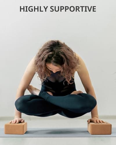 Trideer Cork Yoga Blocks, 2 Pack Yoga Blocks Natural Cork, High Density Yoga Block with Non Slip Surface, Eco-Friendly Yoga Accessories for Women, Ideal for Yoga, Pilates, Stretching