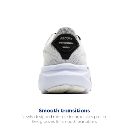Brooks Women’s Ghost 17 Neutral Running Shoe - White/Black/Rose Gold - 8 Medium