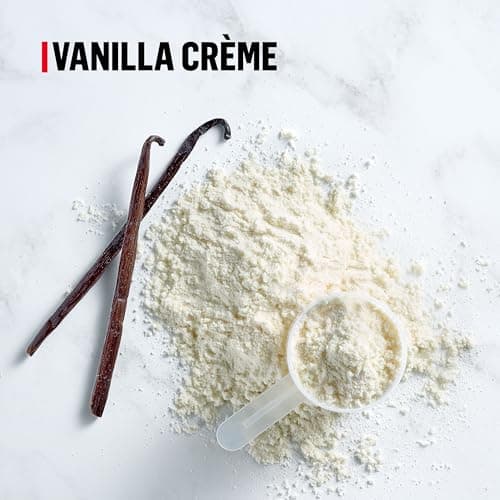Muscle Milk Genuine Protein Powder, Vanilla Crème, 1.93 Pounds, 12 Servings, 32g Protein, 2g Sugar, Calcium, Vitamins A, C & D, NSF Certified for Sport, Energizing Snack, Packaging May Vary
