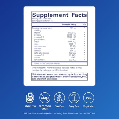 Pure Encapsulations Digestive Enzymes Ultra - Vegetarian Digestive Enzyme Supplement to Support Protein, Carb, Fiber, and Dairy Digestion* - 90 Capsules