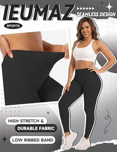 Ieumaz Scrunch Butt Lifting Leggings for Women Gym Seamless Workout Leggings Mid Low Waist Tummy Control Yoga Pants Black