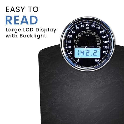 EILISON Highly Advance 2-in-1 Digital & Analog Weighing Scale for Body Weight-400lbs, 4 High Precison GX Sensor Accurate, Thick Tempered Glass, Extra Large Display (New Black)